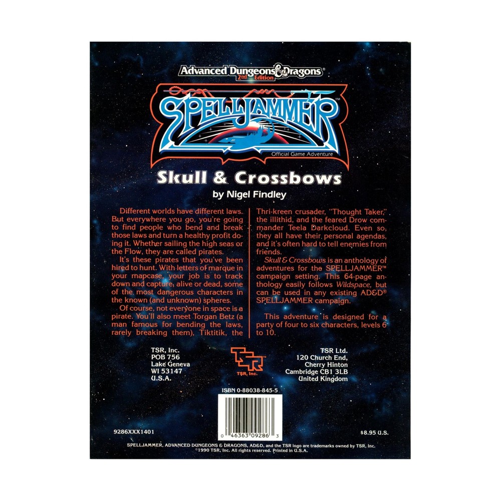 TSR Spelljammer Skull & Crossbows VG+