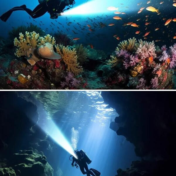 P100 Diving Flashlight Professional Diving Torch Waterproof Led Diving Lights