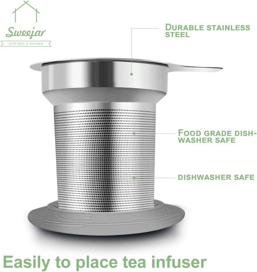 Sweejar Porcelain Tea Mug with Infuser and Lid,Teaware Filter, Jade.