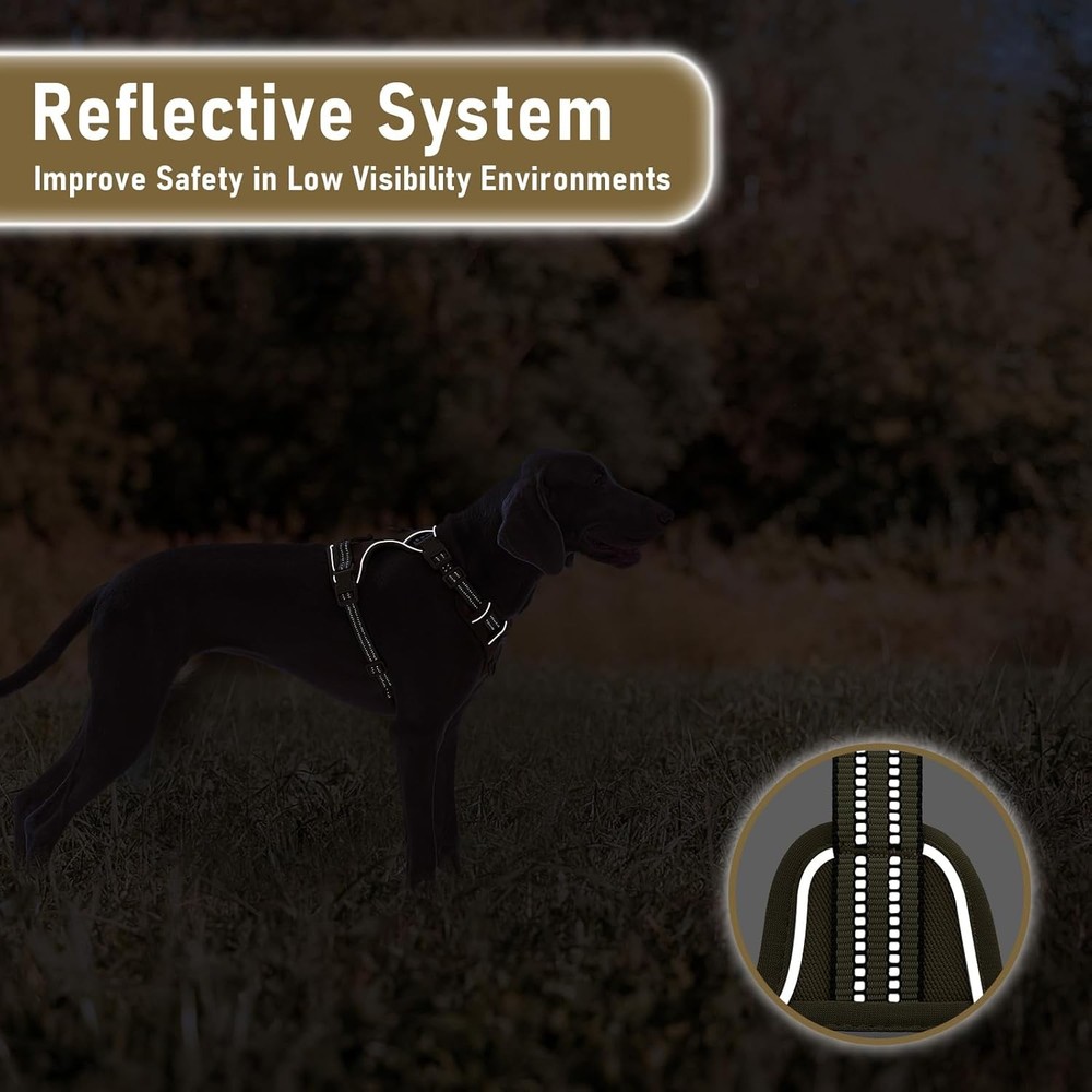 X-Large Dog Harness, No Pull Easy Walker Escape Proof Extra Large, Army Green