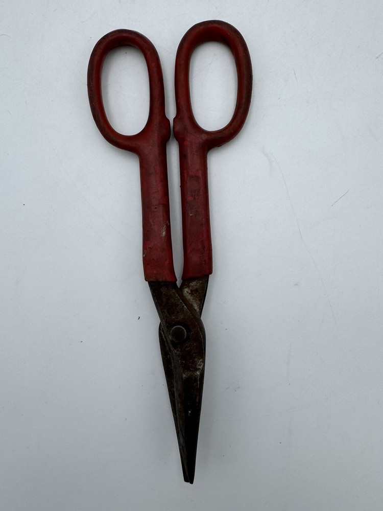 Vintage Master Mechanic Professional Straight Tin Snips Red Handle