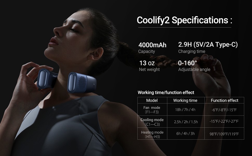 Torras COOLiFY2 Neck Air Conditioner Fan, 3 Mode, LED Design, 5000mAh