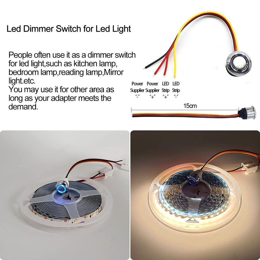 HAMRVL Led Dimmer Switch DC 12V Touch Switch On/Off Dimmer Stepless Dimming S...