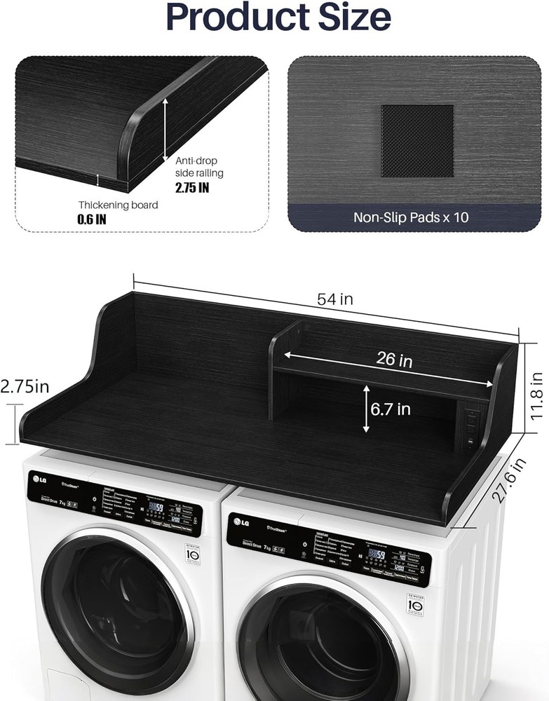 Laundry Countertop 54 Inch with Power Outlet