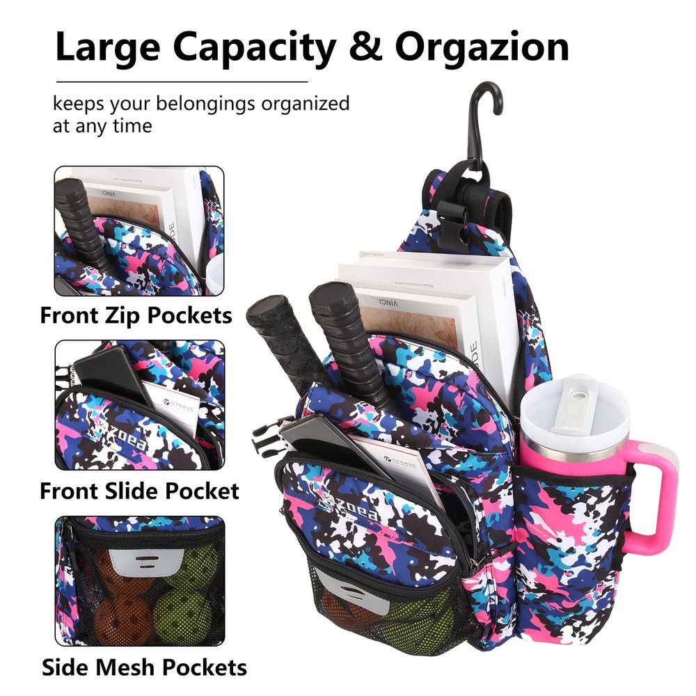 Pickleball Backpack with Water Bottle Holder, Waterproof MultiStyle, Reflecti...