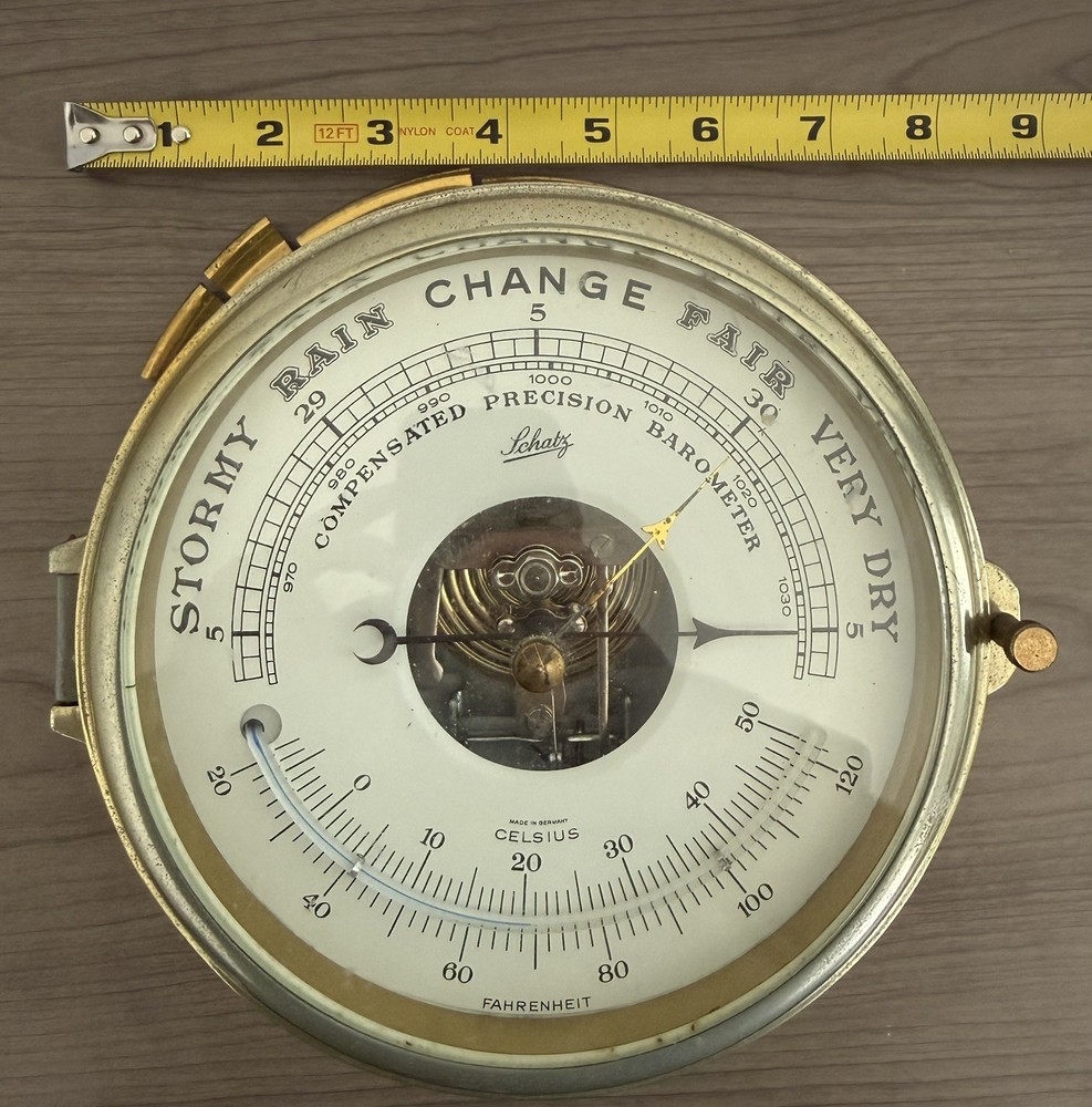 Vintage Schatz Compensated Precision Ship's Barometer & Thermometer West Germany