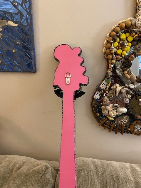Funky Guitar Wall Art- 'Hello Kitty"- Handmade
