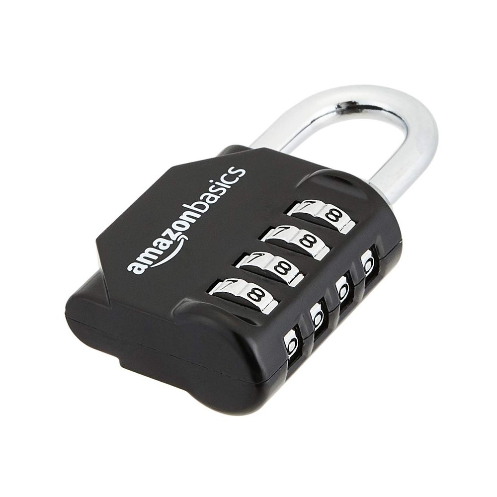 Amazon Basics 4-Digit Combination Lock, Black, 2-Pack Black
