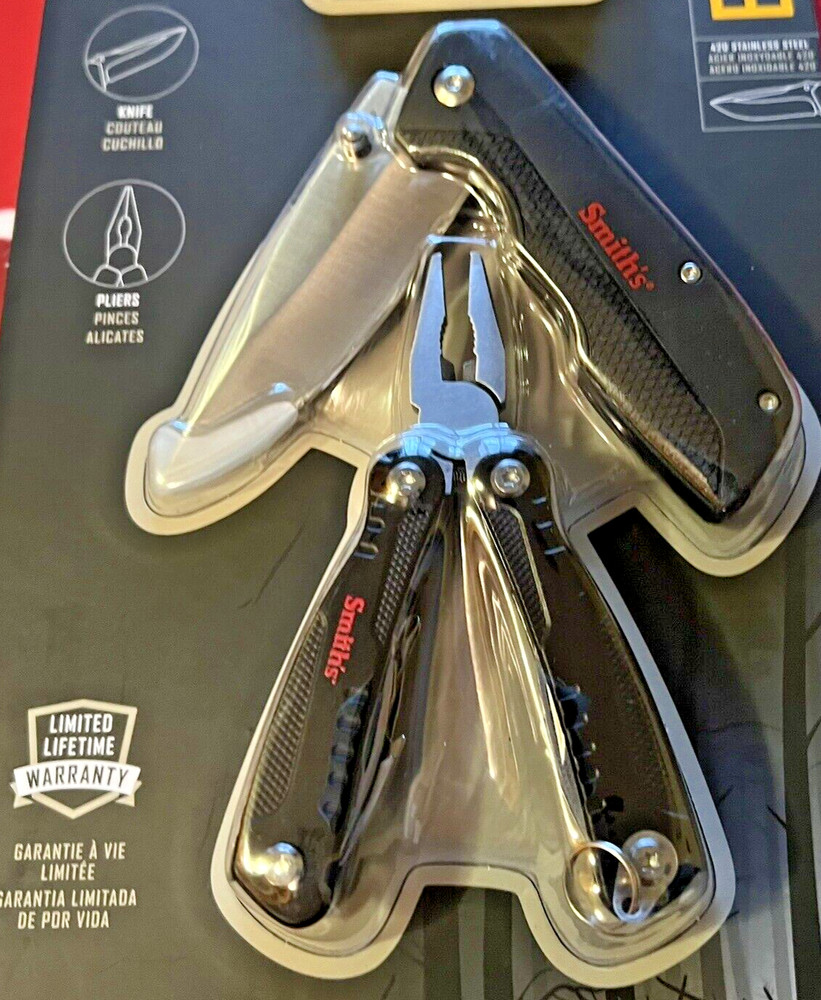 Smiths Edge Sport Combo Lock Blade Knife Multi Tool Sharpener NEW StainlessSteel
