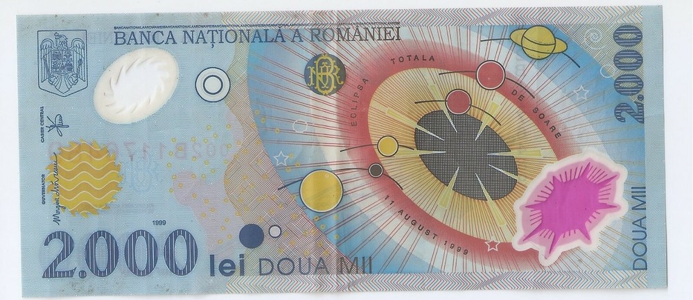 Romania 2000 lei COMMEMORATIVE ISSUE Total Solar Eclipse, August 11 1999 polymer