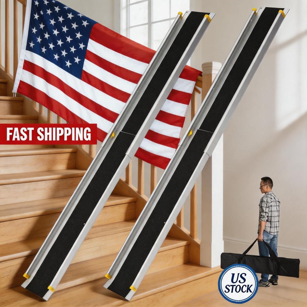 2-Pack 8ft Aluminum Motorcycle Loading Ramp, Adjustable, Portable Telescoping