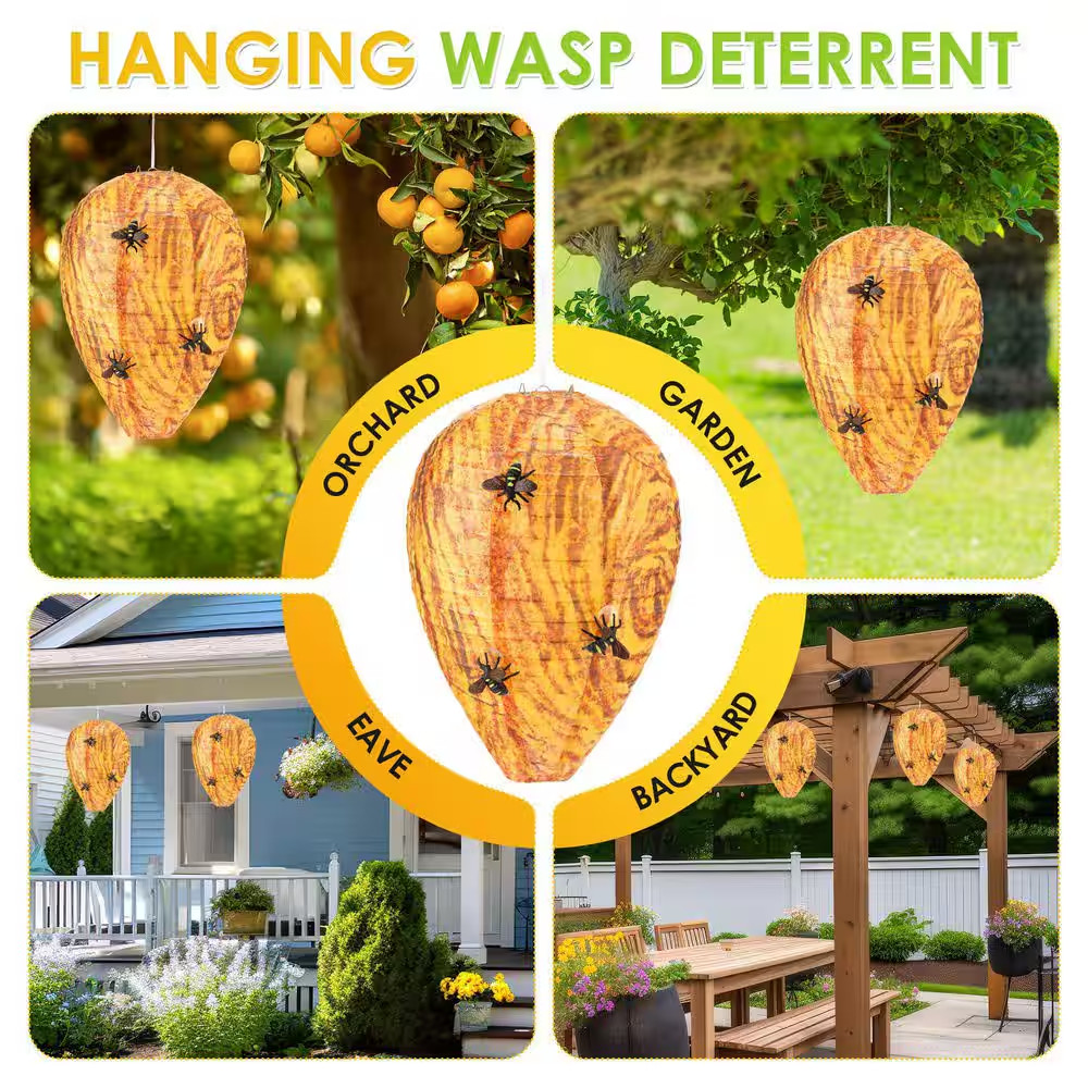 Outdoor Wasp Bee Deterrent Trap with 18 Realistic Solid Bees and Easy Installati