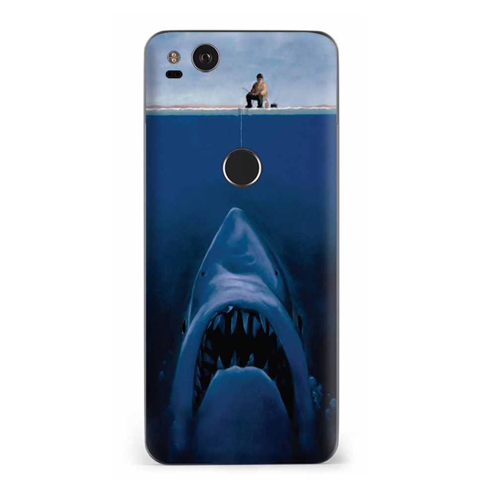 Google Pixel 2 Skins Decal Wrap Jaws Great White Under Boat