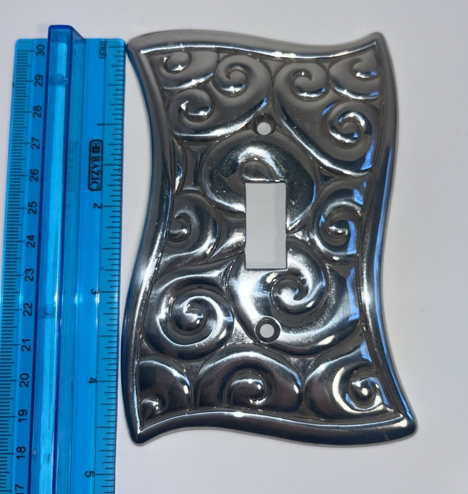Brighton Scroll Light Switch Cover Plate Silver Tone Single Toggle Ornate