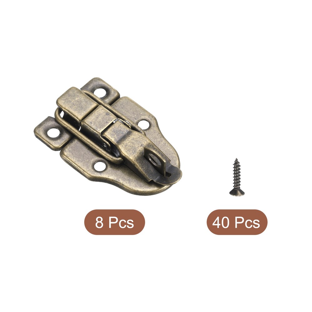 8Pcs Duck-billed Hasp Lock Retro Box Toggle Latch with Padlock Hole Bronze