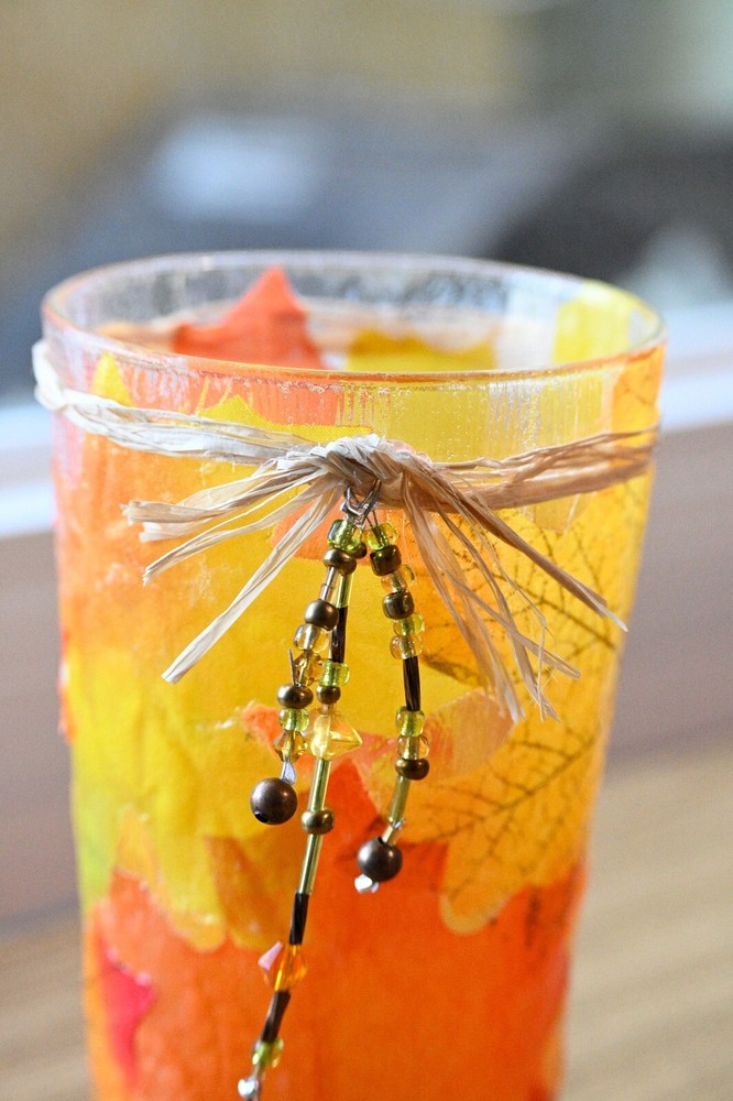 Autumn/Thanksgiving Theme Candle Holder ~ Handcrafted