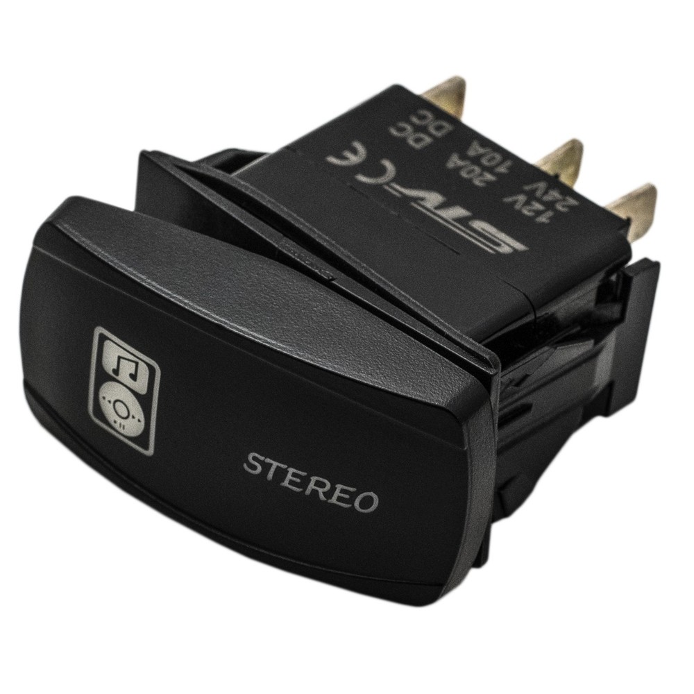 Dual Back-lit Rocker Switch Laser Etched 20A STEREO Horizontal