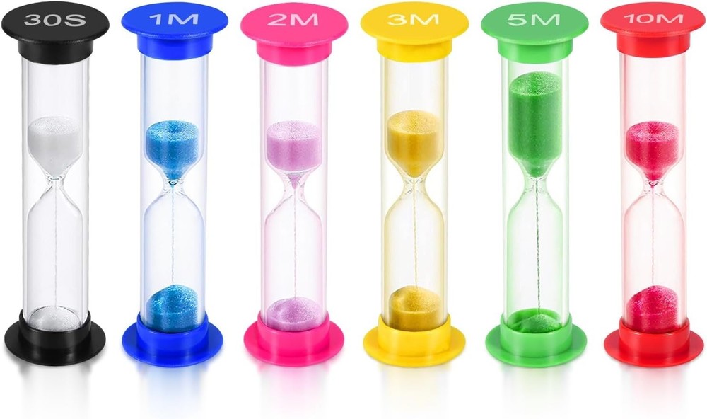 Vibrant 6-Piece Sand Timer Collection – Perfect for Cooking, Games & Learning