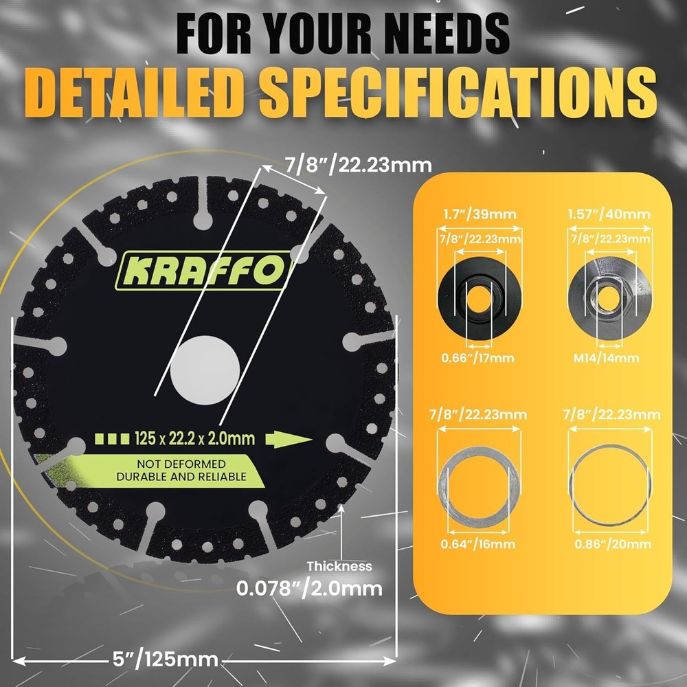 Diamond Cutting Disc 3-Pack with M14 Lock Nut Ultra Thin Cutting Wheel