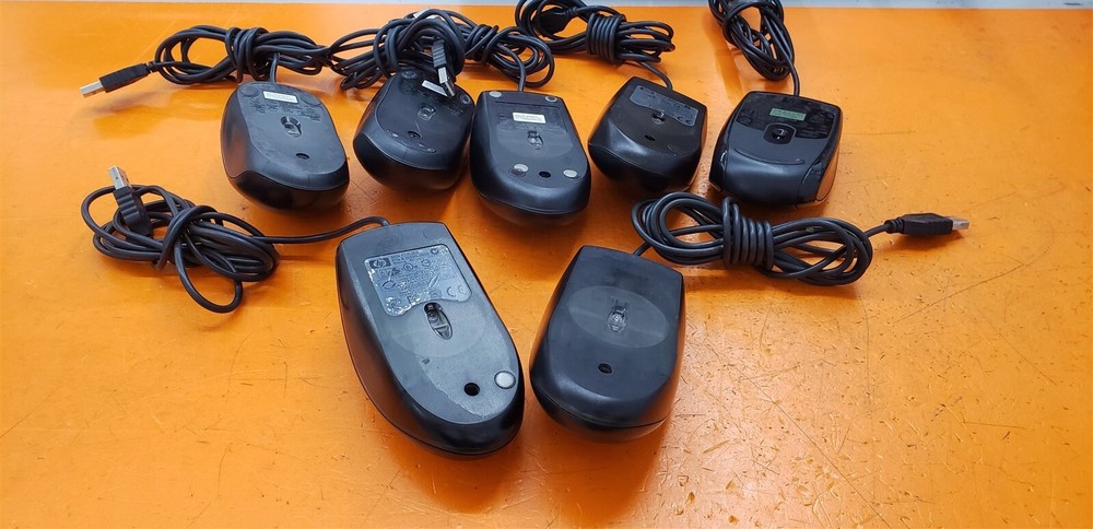 ⭐️⭐️⭐️⭐️⭐️ HP Mixed Lot Of 7 2-Button Black USB Mouse