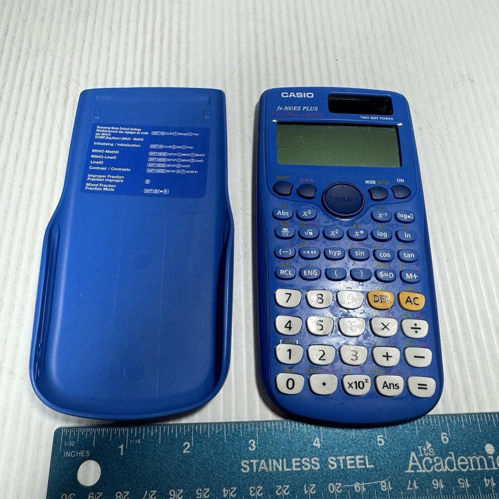 Casio FX 300 ES Plus Scientific Calculator Tested Working College Ready Blue