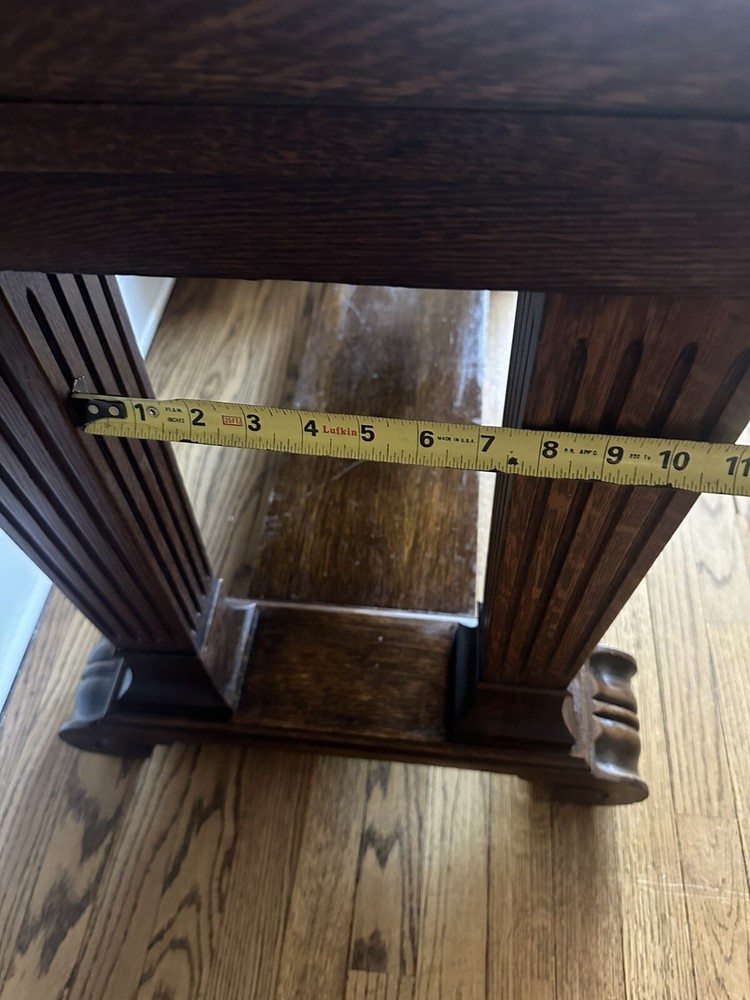 Antique Oak Library Table with One Drawer