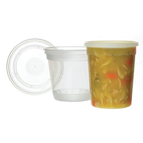 16 oz Clear Polypropylene Soup Container with LDPE Lid - 4 1/2"Dia x 3"D