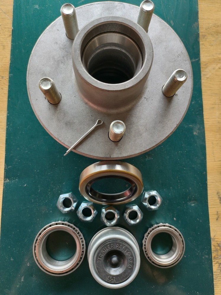 (2) Boat Trailer 5 Lug Hub Kit 3500 lb. Galvanized Fully Greased Bearings w/Cap