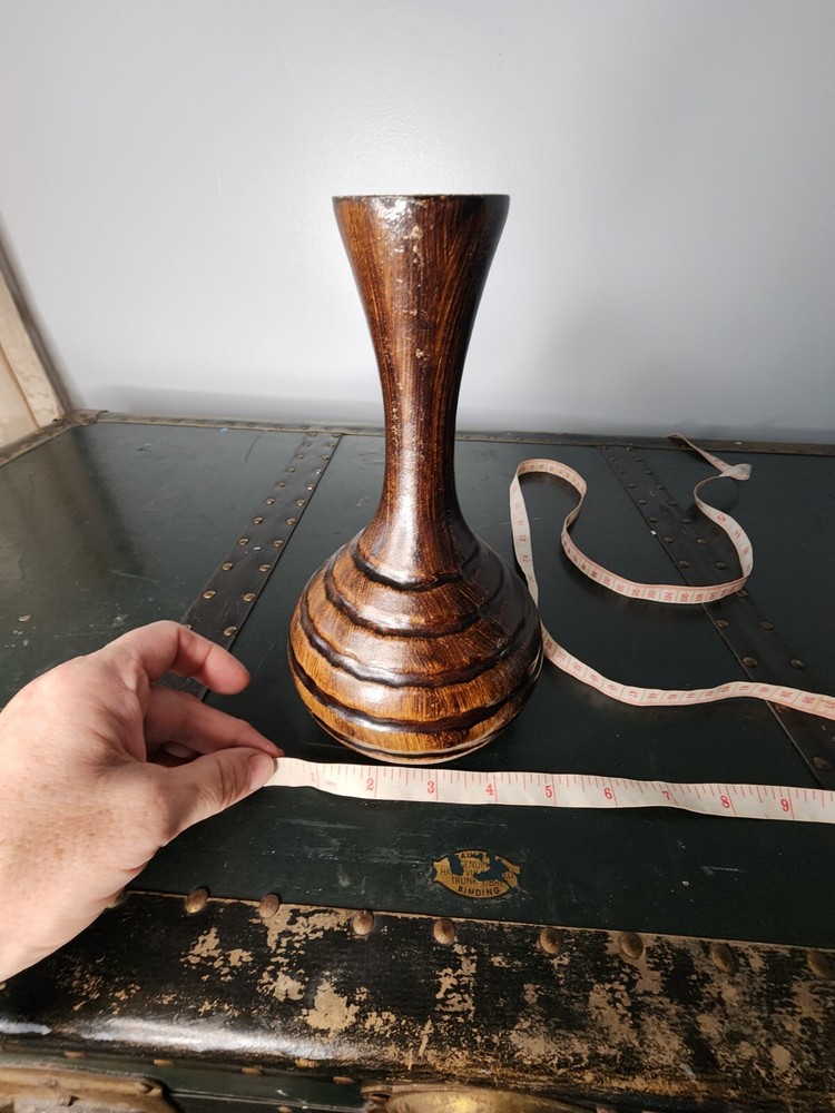 Vintage Original Handcrafted Large Wood Vase