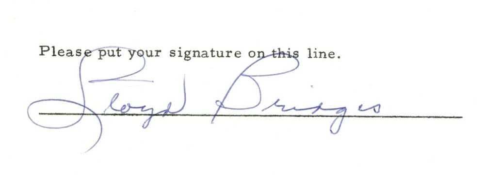 Lloyd Bridges Signed Document