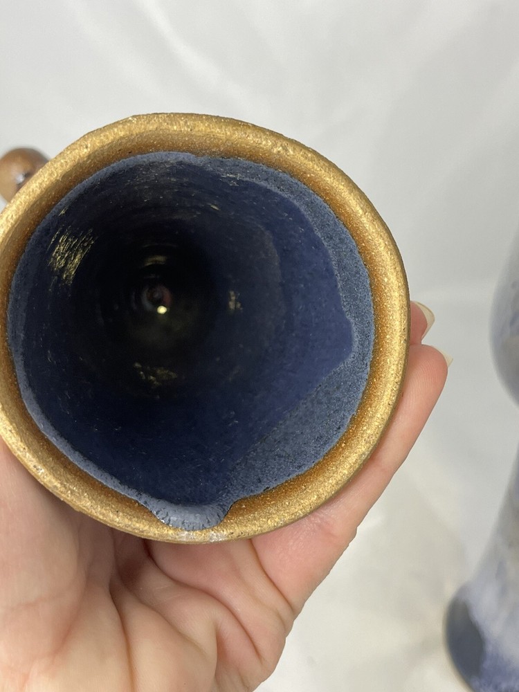Studio Pottery Ugly Funny Face Wine Goblets