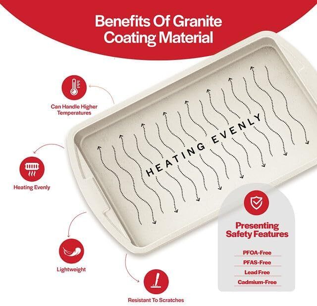 Baking Pan Set - 6 Piece - Stackable, Deluxe, Non-Stick Baking Pan