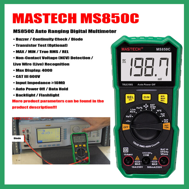 MASTECH MS850A MS850B MS850C MS850D Digital Multimeter AC/DC Voltage AC/DC ✦Kd