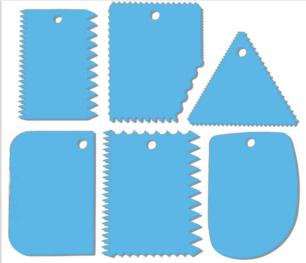 Cake Scraper Set, Cake Decorating Combs Blue - A0266