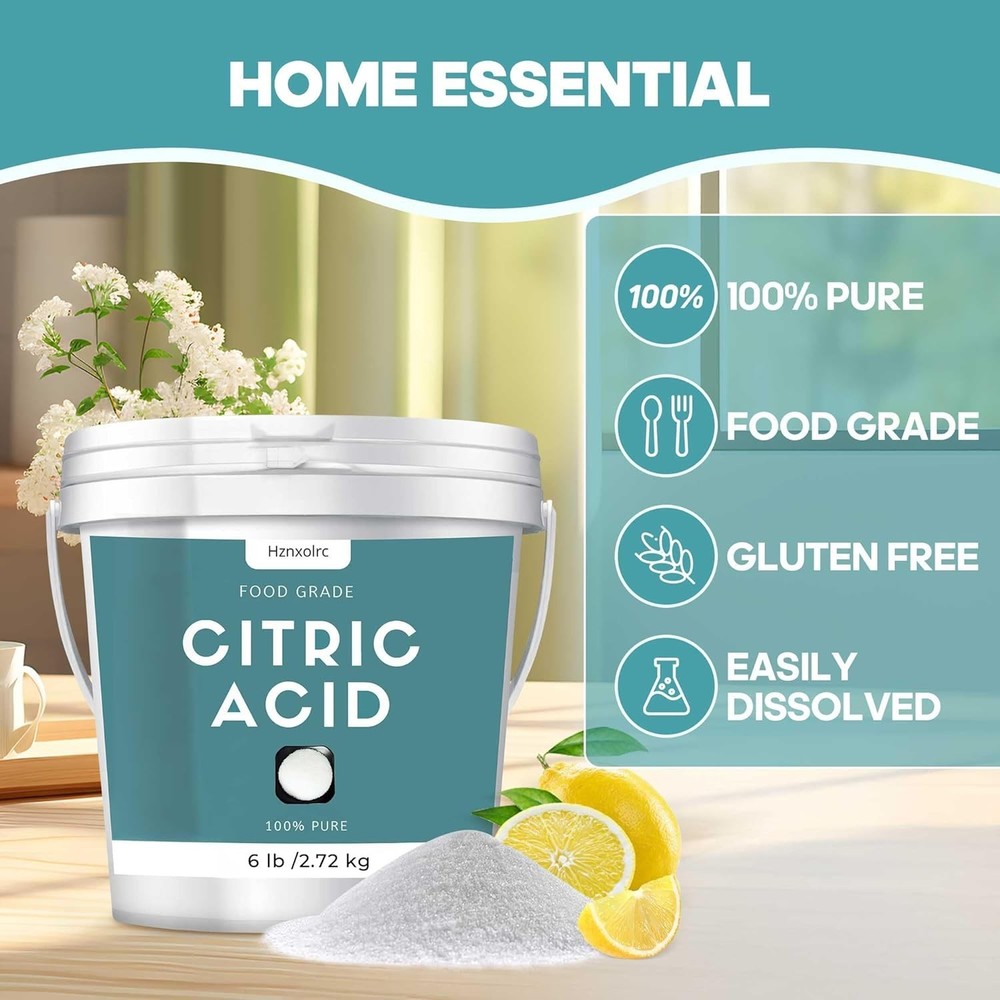 6 lb Citric Acid Powder Food Grade, 100% Pure, Citric Acid for Cleaning, Natu...