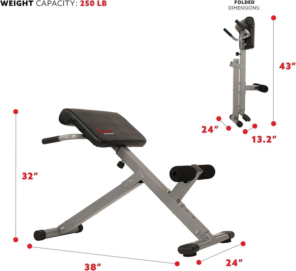 Multi-Function 45-Degree Hyperextension Bench - Adjustable & Foldable Design