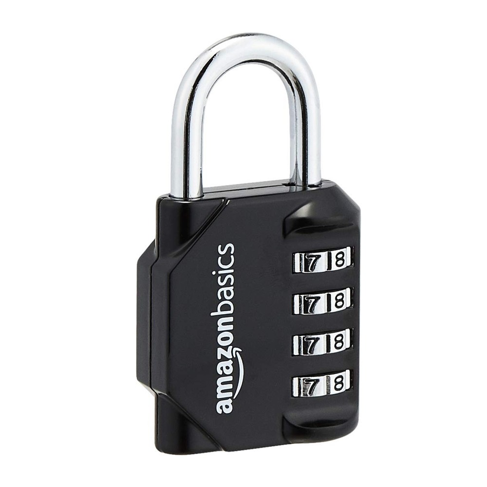 Amazon Basics 4-Digit Combination Lock, Black, 2-Pack Black