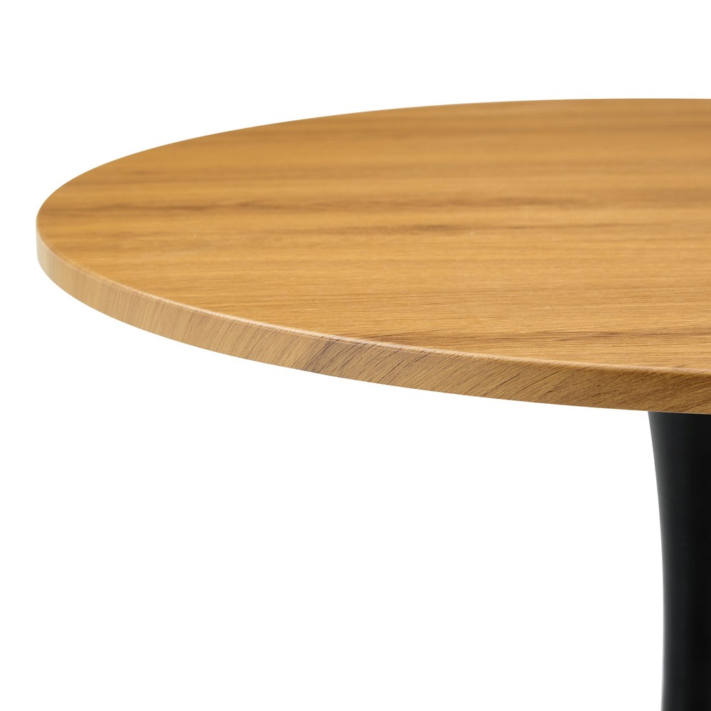 Round Dining Table, 31.5" Circle Tulip Table with Thickened Tabletop & Metal P