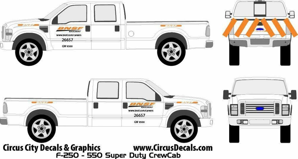 BNSF MOW Truck Decals HO Scale