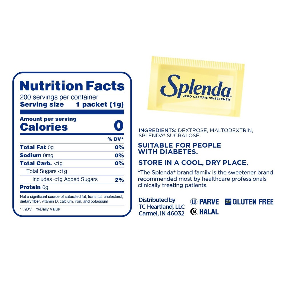 SPLENDA Zero Calorie Sweetener, 200 Count Packets