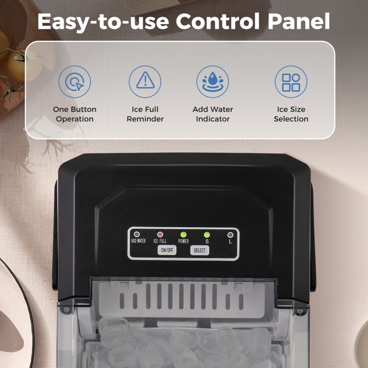 Portable Countertop Ice Machine Home Kitchen Ice Cube Maker With Self-Cleaning