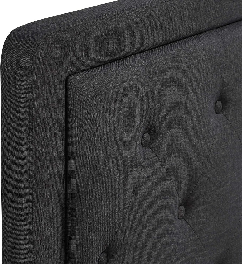Charcoal Grey King Size Tufted Headboard with Adjustable Height and Soft Fabric