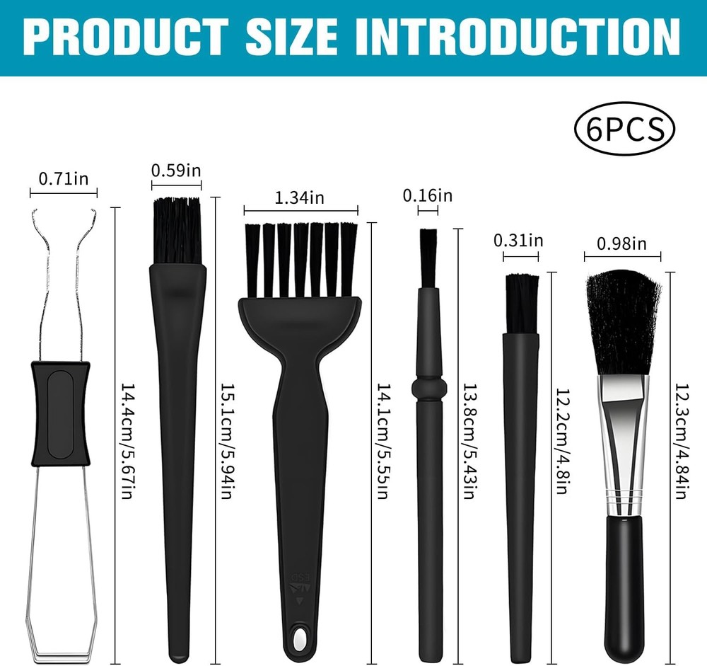 6PCS Keyboard Brush Cleaner Kit with Keycap Puller & Switch Puller, PP Handle Ny