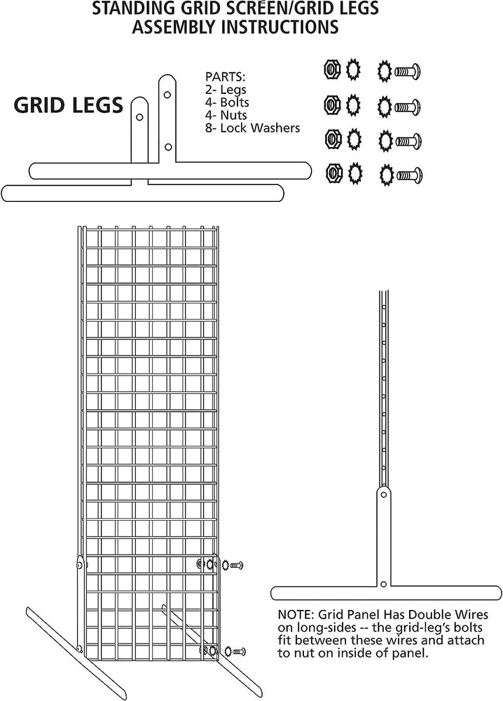 Gridwall Panel Display 2' x 6' Wire Grid Wall Black 2 Legs Standing Screen Metal