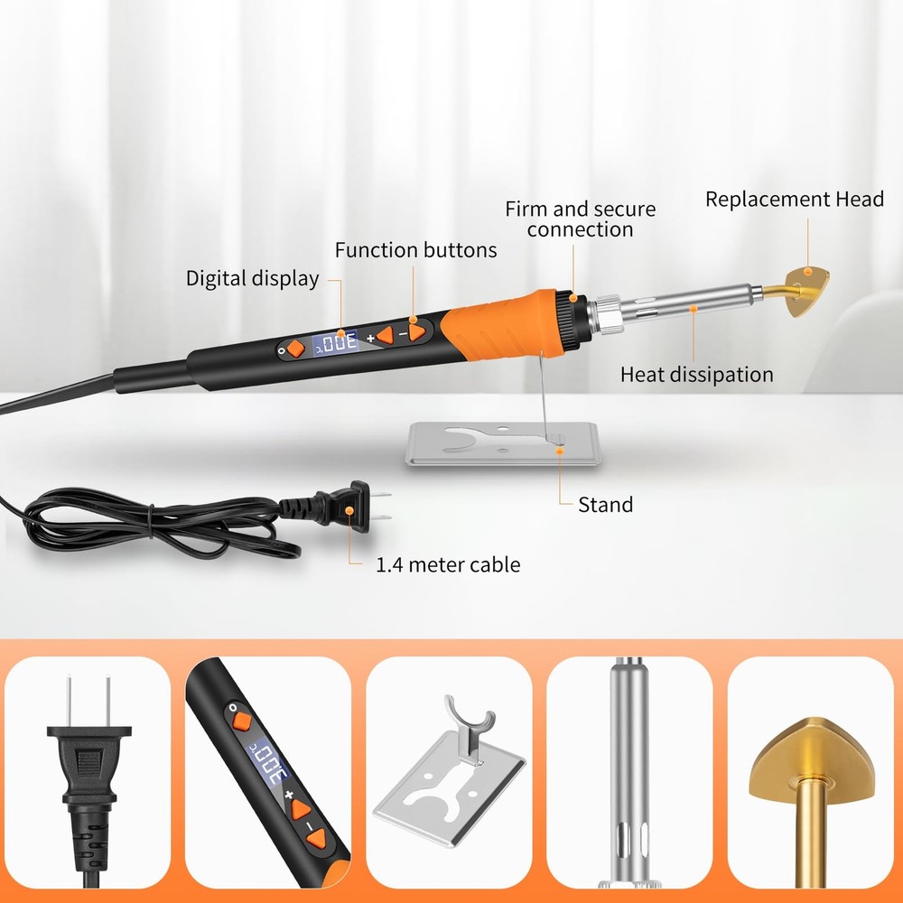 Mini Iron for Crafts 120W Small Tiny Iron for Crafts Digital Display Adjustab...