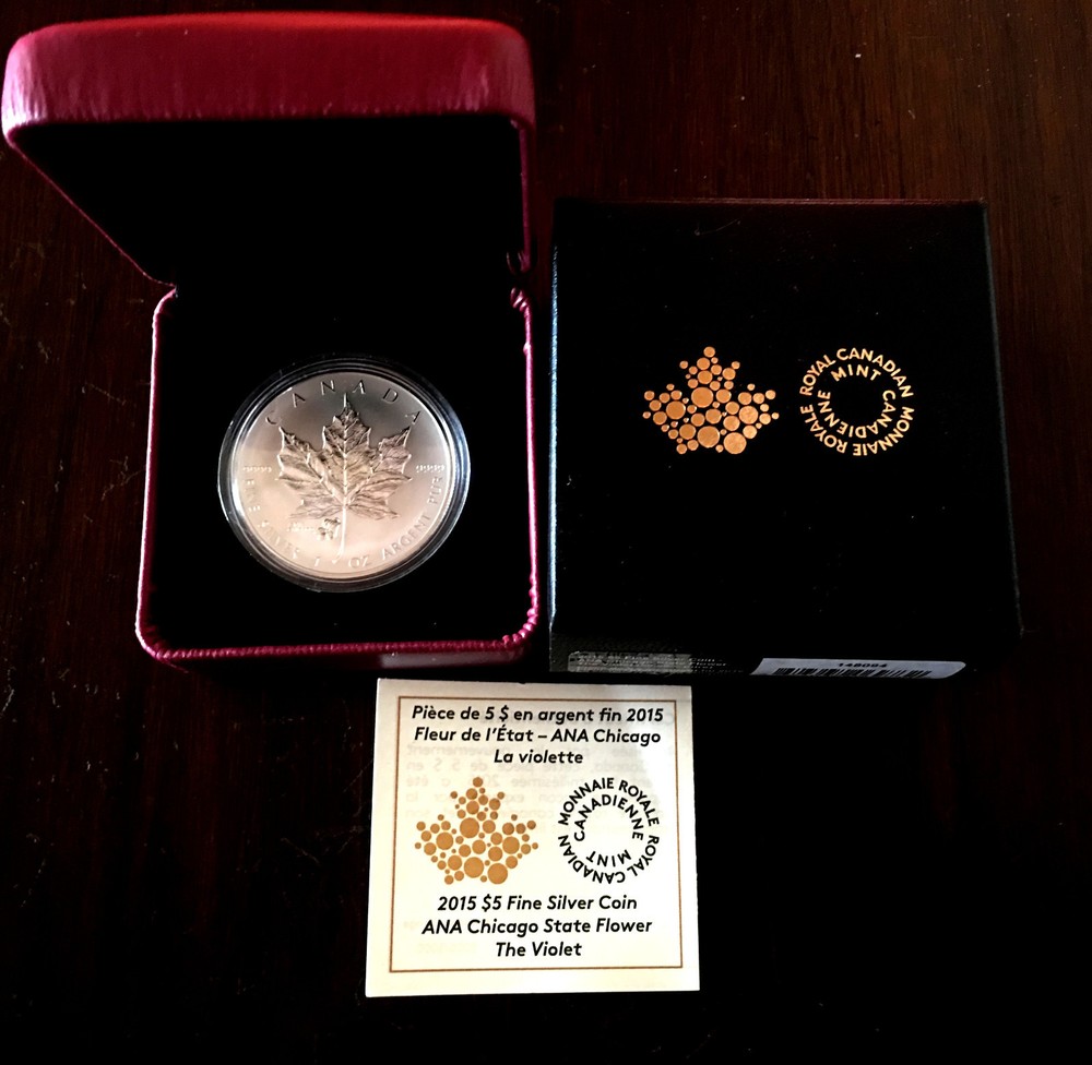2015 $5 CANADA 1OZ SILVER MAPLE LEAF CHICAGO ANA CERTIFICATE OGP 5000/5000