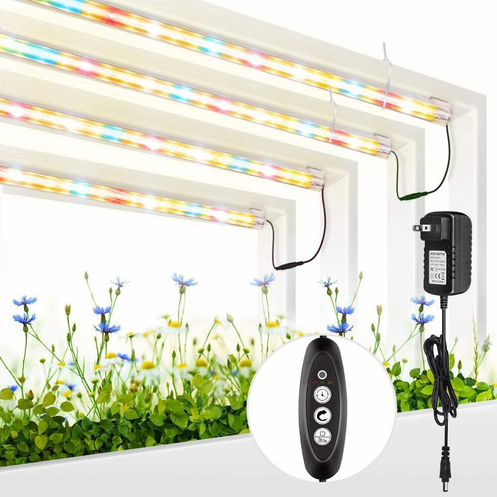 Grow Light T5 Full Spectrum LED 4 Strips with Auto Cycle Timer for Indoor Plants