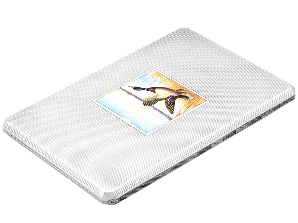 Vintage George VI Sterling Silver and Enamel Cigarette Case