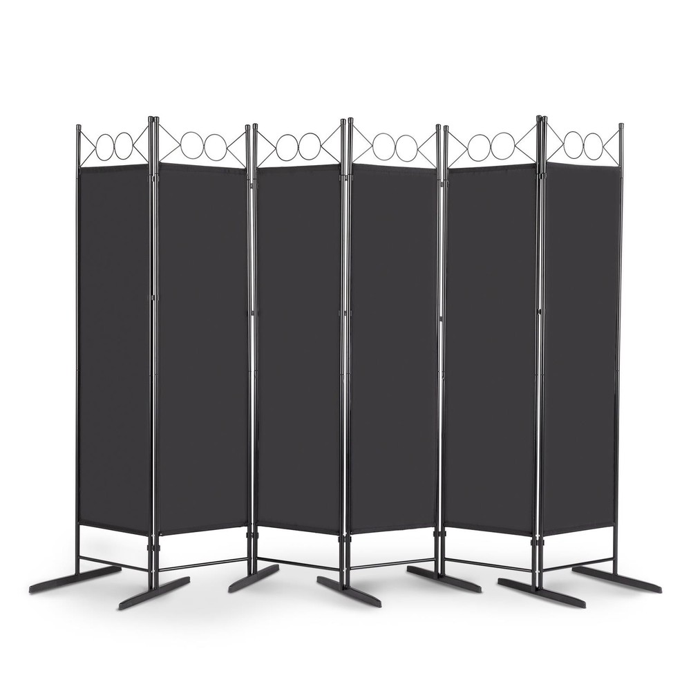 6 Panel Room Divider Folding Screen Freestanding Privacy Partition Black