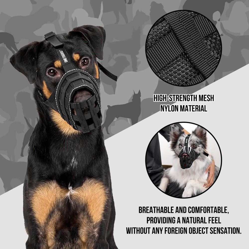 Dog Muzzle, Military-Grade Soft Muzzles, Reflective Breathable Adjustable Dog...